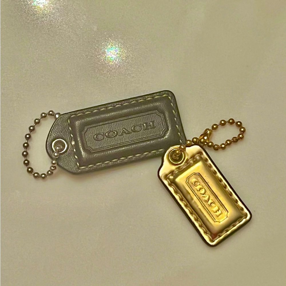 COACH Leather Replacement Hang Tags in Dark Brown and Gold